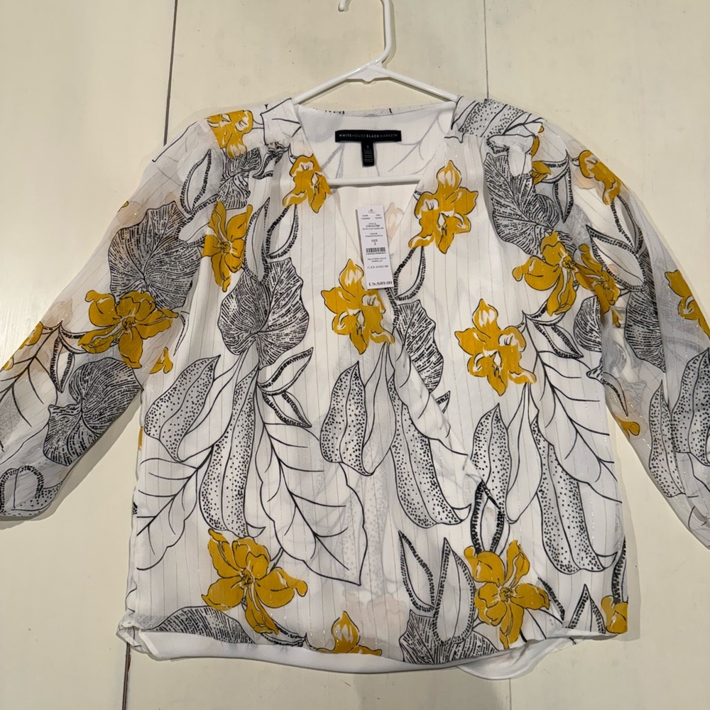 WHBM Women Size 2 Blouse Floral Fall Print
